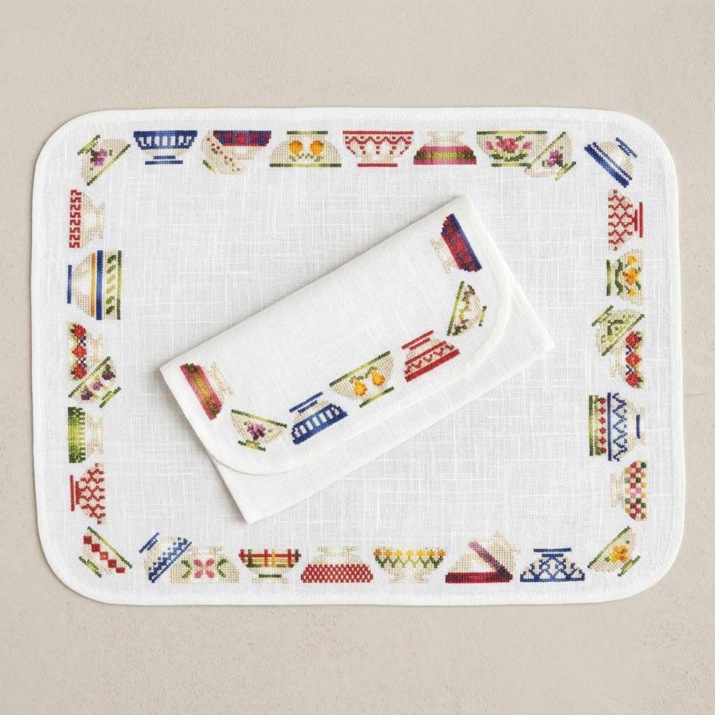 Le Bonheur des Dames Stickpackung Tischset & Servietten-Pochette Bol/Schalen (5043)