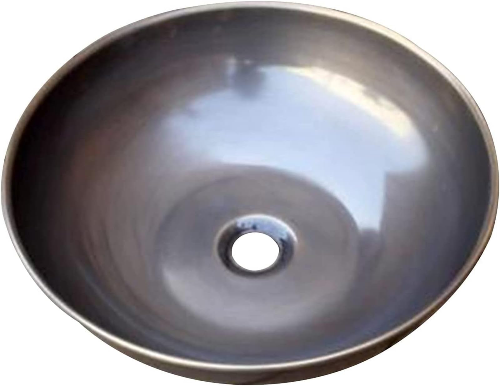 ASerZenith Bathroom Vessel Sink Ceramic Bathroom Sink Round 16.5-Inch Handmade Pure Copper Vessel Sink, Above Counter Bathroom Vanity Sink Lavatory Art Basin, Aged Brass(B)