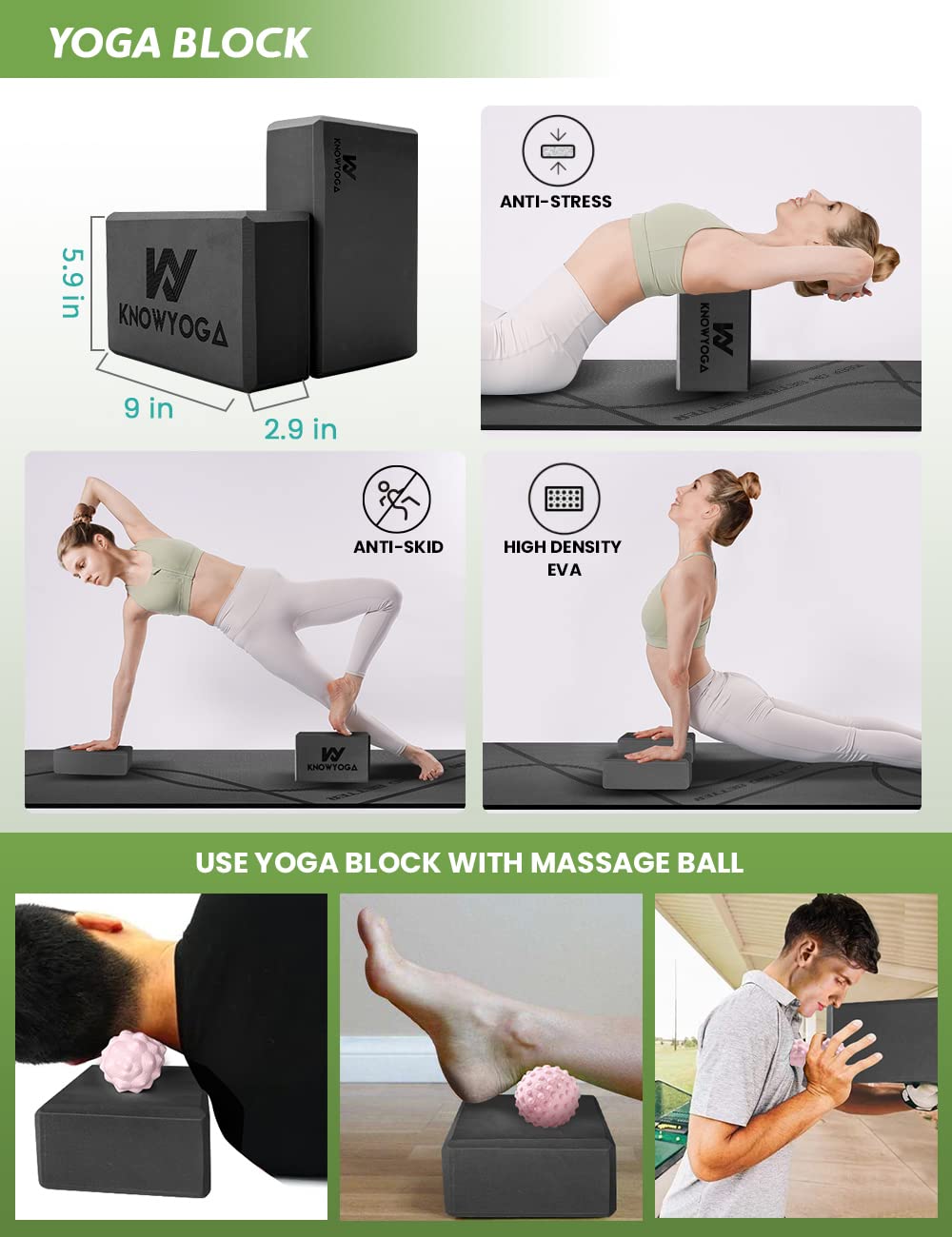 KNOWYOGA Yoga Starter Kit 12 in 1 - Yoga Set Include Yoga Mat, Foam Roller, 4 Resistance Bands, Yoga Blocks 2 Pack with Strap, 2 Peanut Massage Balls, Yoga kit and Sets for Beginners
