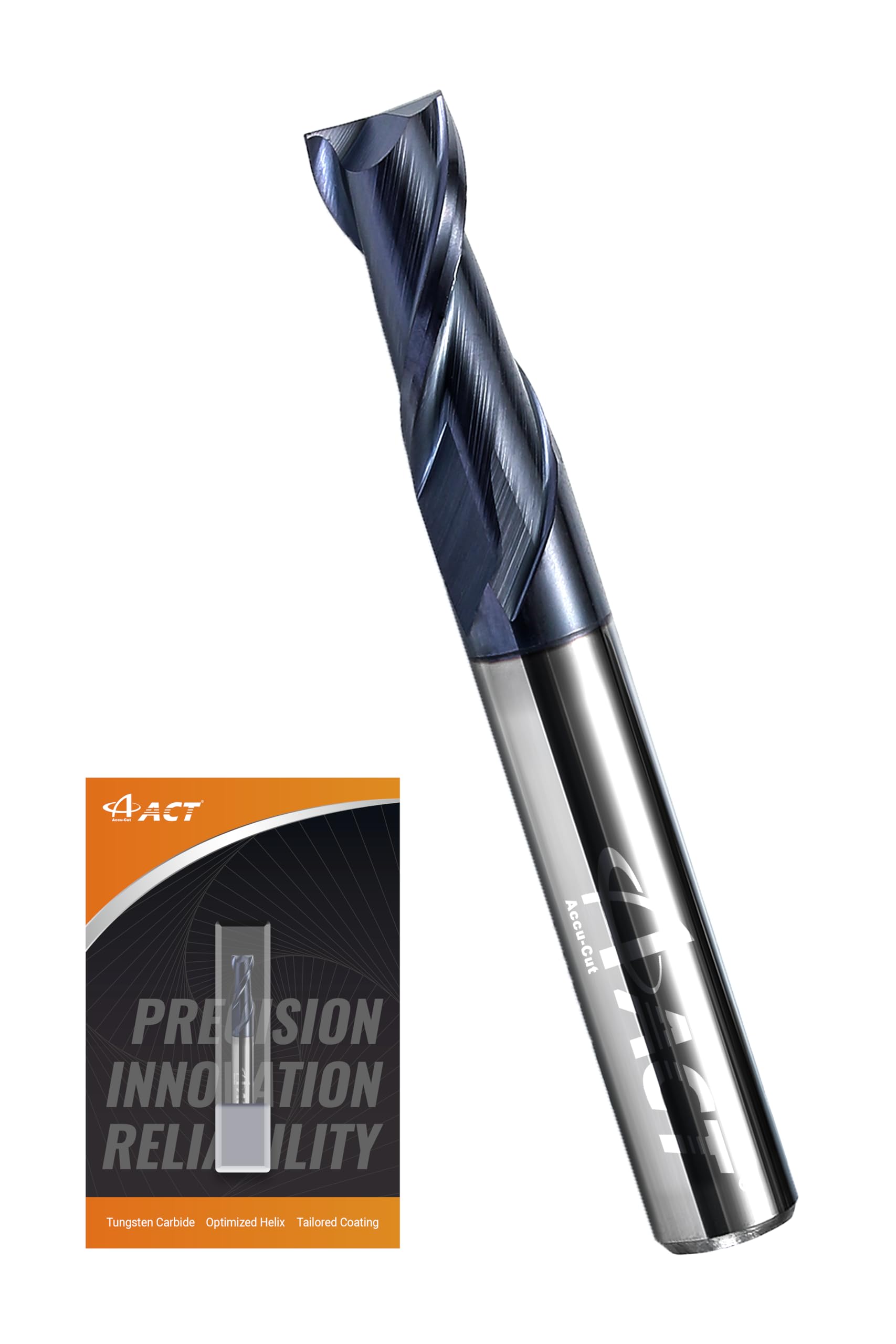 ACCUCUT I2KES 3/8 Carbide End Mill, 2 Flute Square End, Ideal for Steel, Forge Steel, Copper and Alloys, 35 Degree Helix
