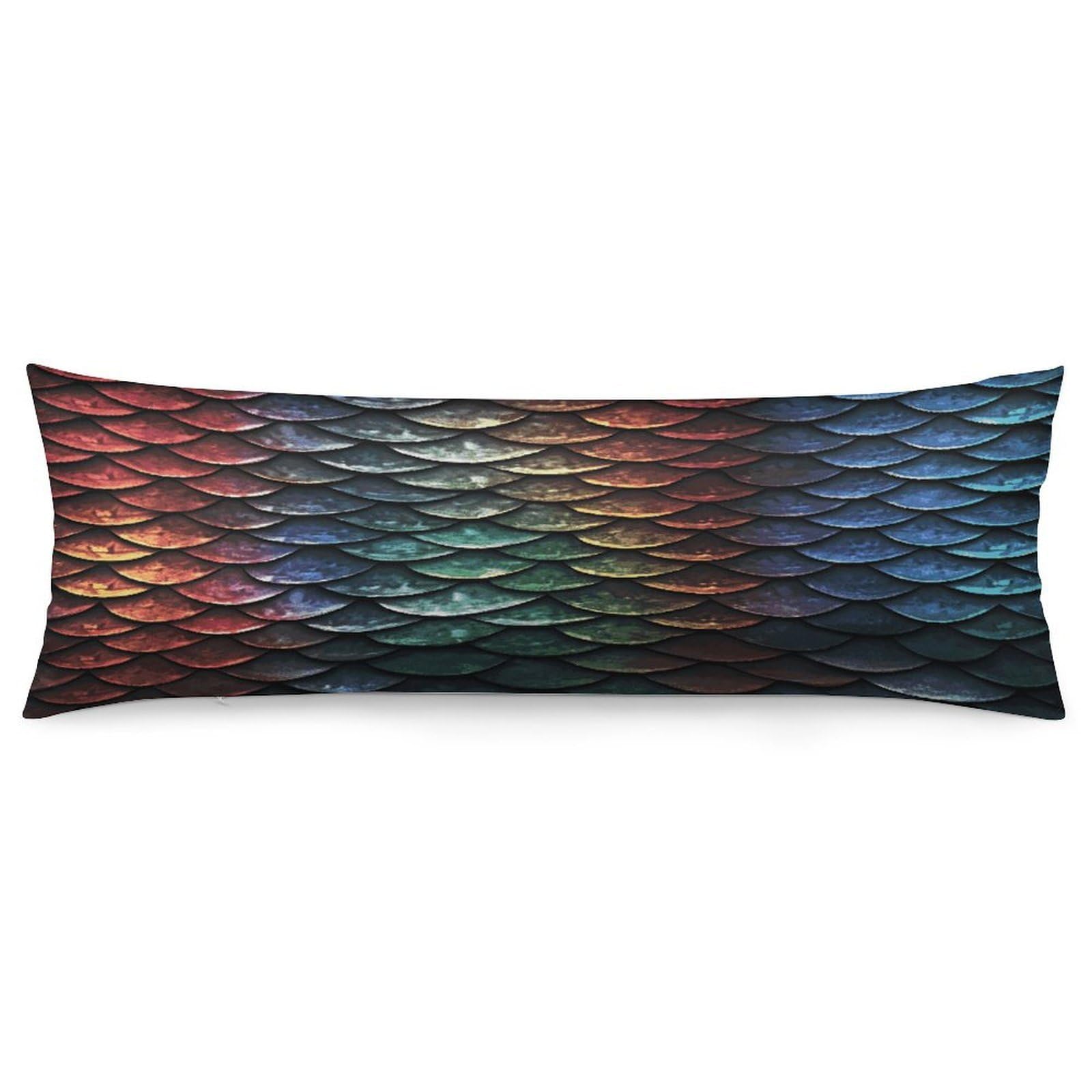 Dragon Scale Body Pillow Cover Soft Full Long Pillow Cover Decorative Large Pillow Case Cozy Body Pillow Pillowcase Pillow Shams for Bed Sofa Couch Room Decor 18.9 X 53 Inch