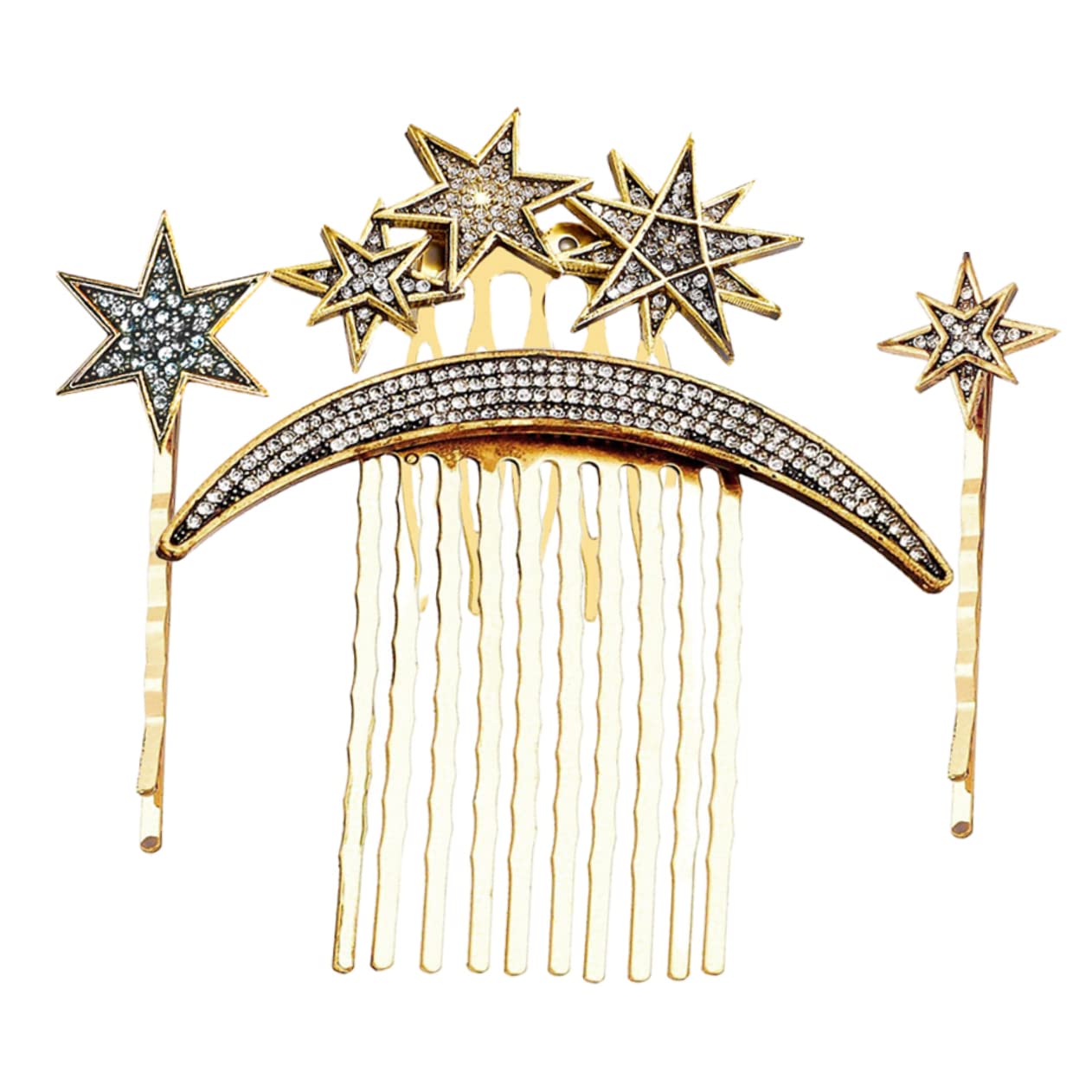 minkissy 4 Juegos Horquilla Estrella Peine Lateral Con Pinza Para El Cabello Peine Del Lado De La Boda Pasador De Pelo Para La Decoración Novia Aleación Pinza Para La Cabeza Cristal