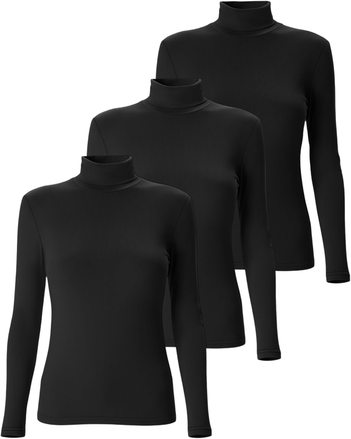Neer 3 Pack Women's Turtleneck Underscrub Shirts Mock Neck Long Sleeve Nurse Tops Slim Fit Soft Stretchy Basic Tee
