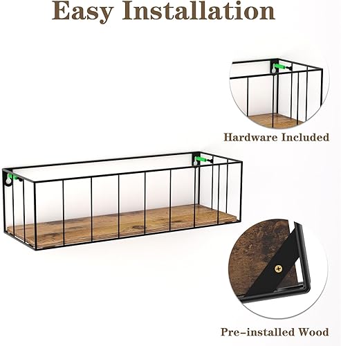 Miniatura 4 de CRUGLA Floating Shelves Wall Mounted Set of 5, Hanging Storage Wall Shelf with Rail for Bathroom, Bedroom, Living Room, Kitchen