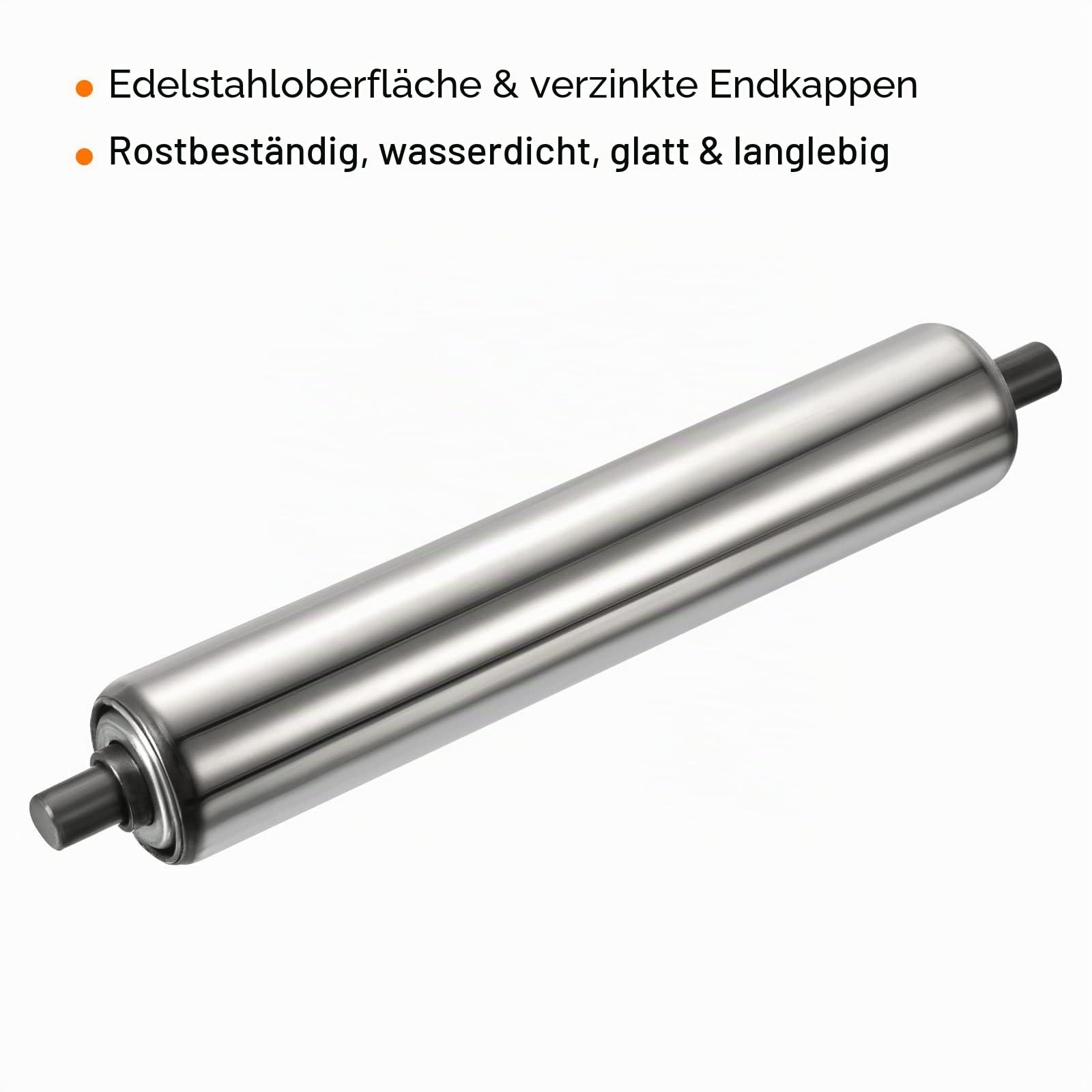 PATIKIL 2Pack Förderer Rollen 1.5" Durchmesser 8" Edelstahl Schwerkraft Übertragung Ersatz Teil Verzinkt Ende Silber