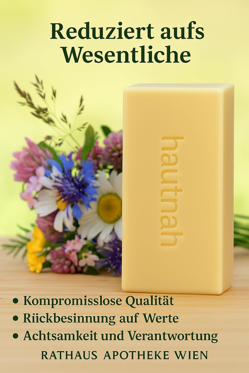 Naturseife hautnah – 1200 g Block – Handgesiedet, 15 % überfettet – Ohne Duft & Farbstoffe – Vegan & plastikfrei – Für sensible Haut & Minimalisten (Block)