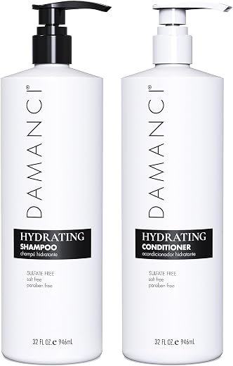 DAMANCI Smoothing Shampoo & Hydrating Conditioner for Dry, Damaged, or Frizzy Hair, Paraben Salt & Sulfate Free KIT for yo...