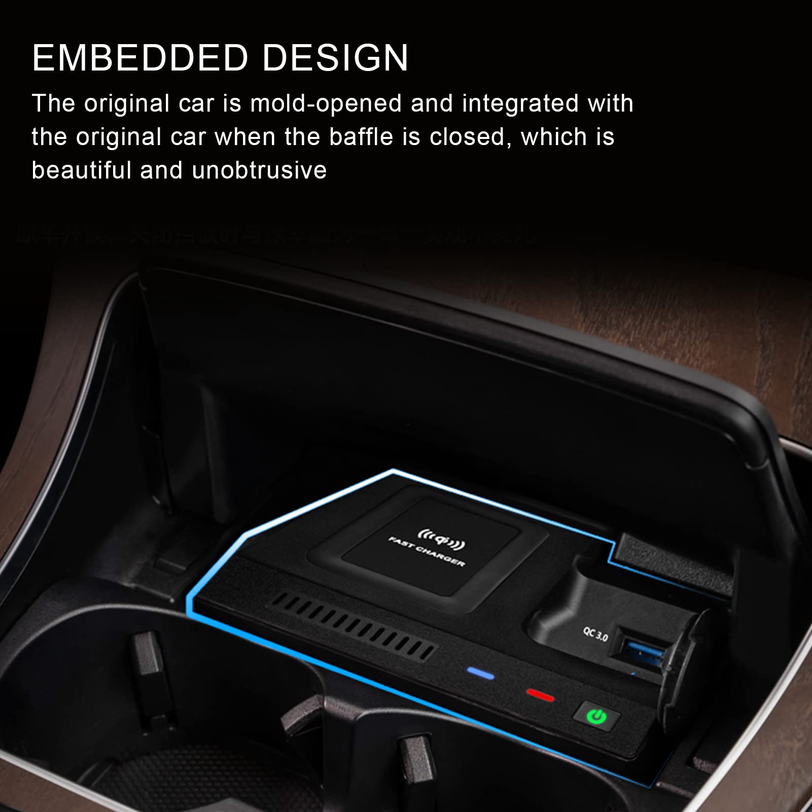 Akozon Samochód dla Klasy C 2015 2020 i Glc 2015 2020, Uchwyt na Telefon do Szybkiego ładowania 15 W z Portem USB Qc3.0, Nieniszcząca Instalacja i Ochrona Przed Przeładowaniem