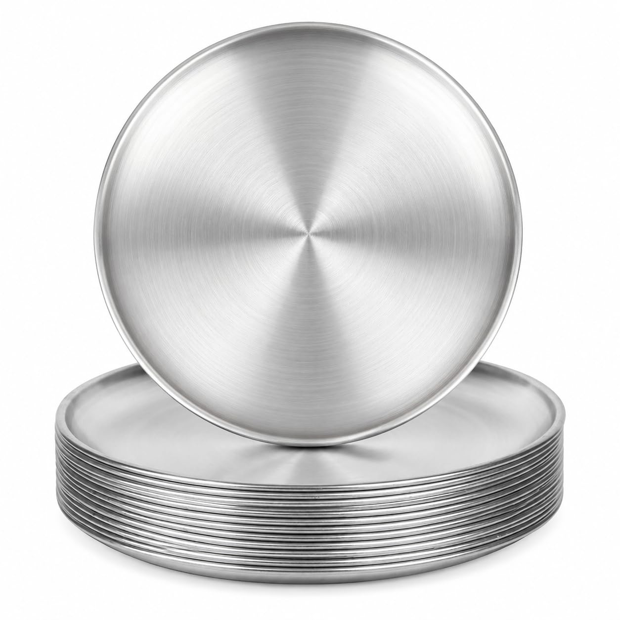 FTISSLY 10 PCS Stainless Steel Dinner Plates, 20cm/8 Inch Serving Dishes