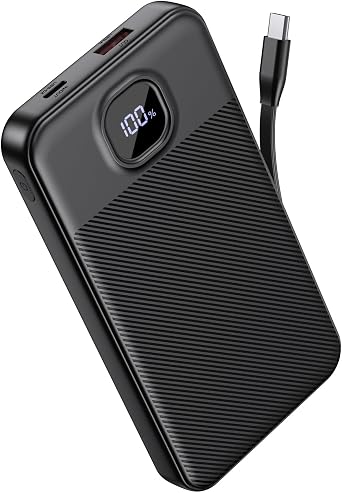 GREPRO Power Bank with Built in C Cable, 10000mAh 22.5W Fast Charging