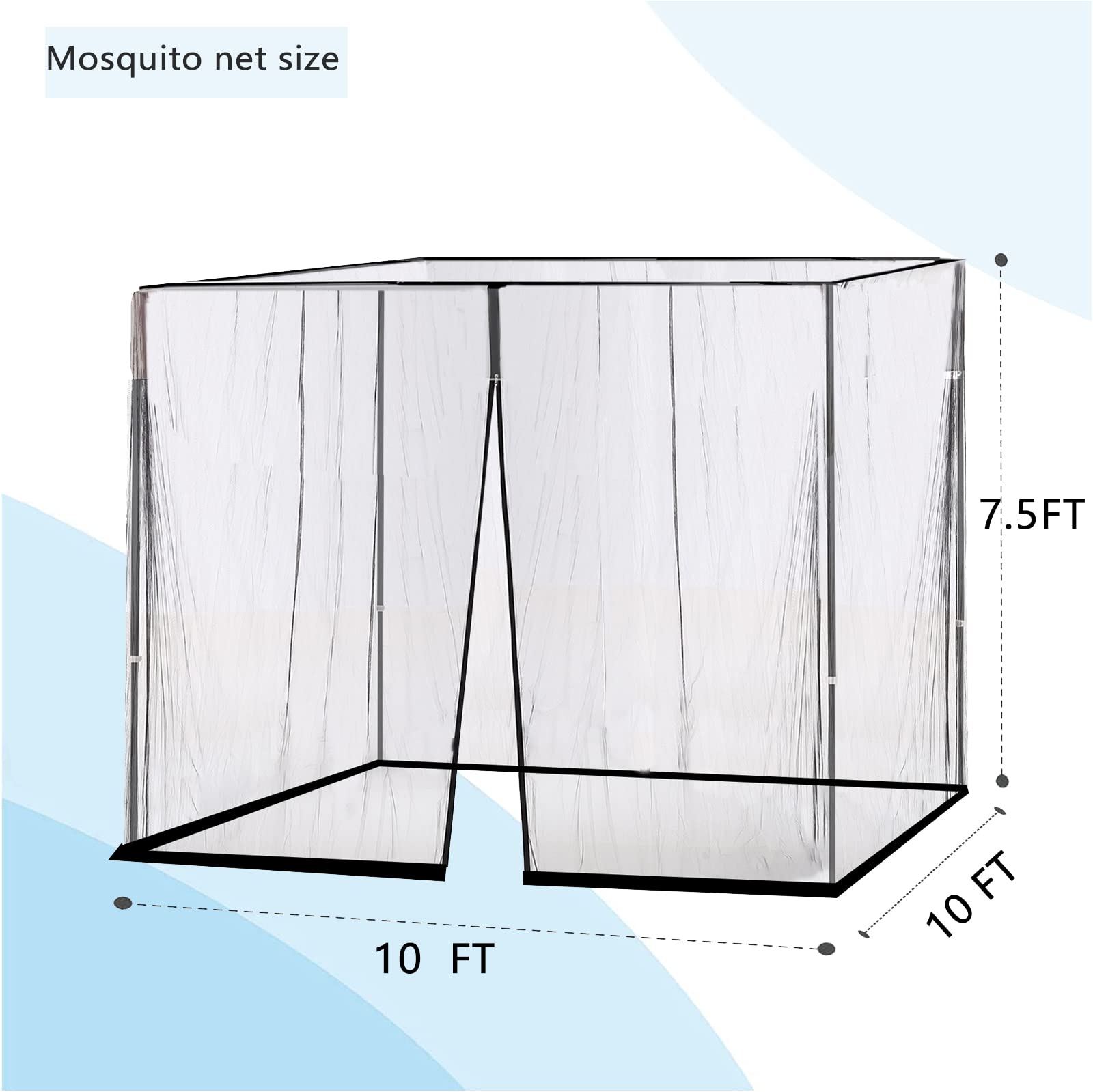 Paraguas de patio de 10 x 10 pies, mosquitera, toldo para kiosco, sombrilla cuadrada para patio o circularidad, toldo para exteriores (negro) (Nota: solo mosquitera) 2