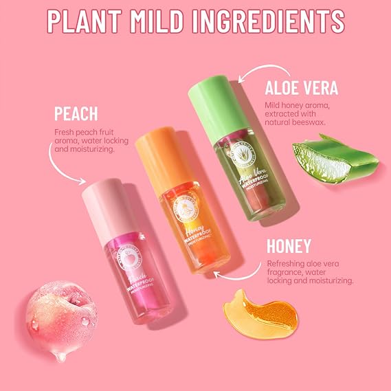 Lip Oil Set 7PCS Hydrating Magic Color-Changing, Long-Lasting Lip Gloss & Balm. Fruit-Flavored Lip Care Kit for Soft, Nourished Lips