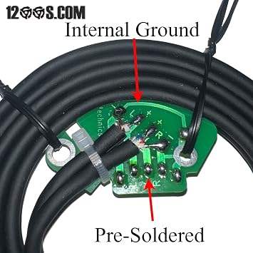Technics 1200 1210 Gold Tip RCA Phono Cables with Internal Ground PCB - 5 FT