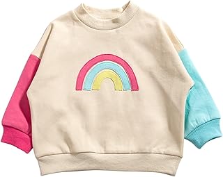 Sudaderas de algodón suave cálido cuello redondo empalme de color manga larga sudaderas para niñas talla 10 ropa de niñas suéteres de moda para niñas talla 16 (beige, 3-4 años)