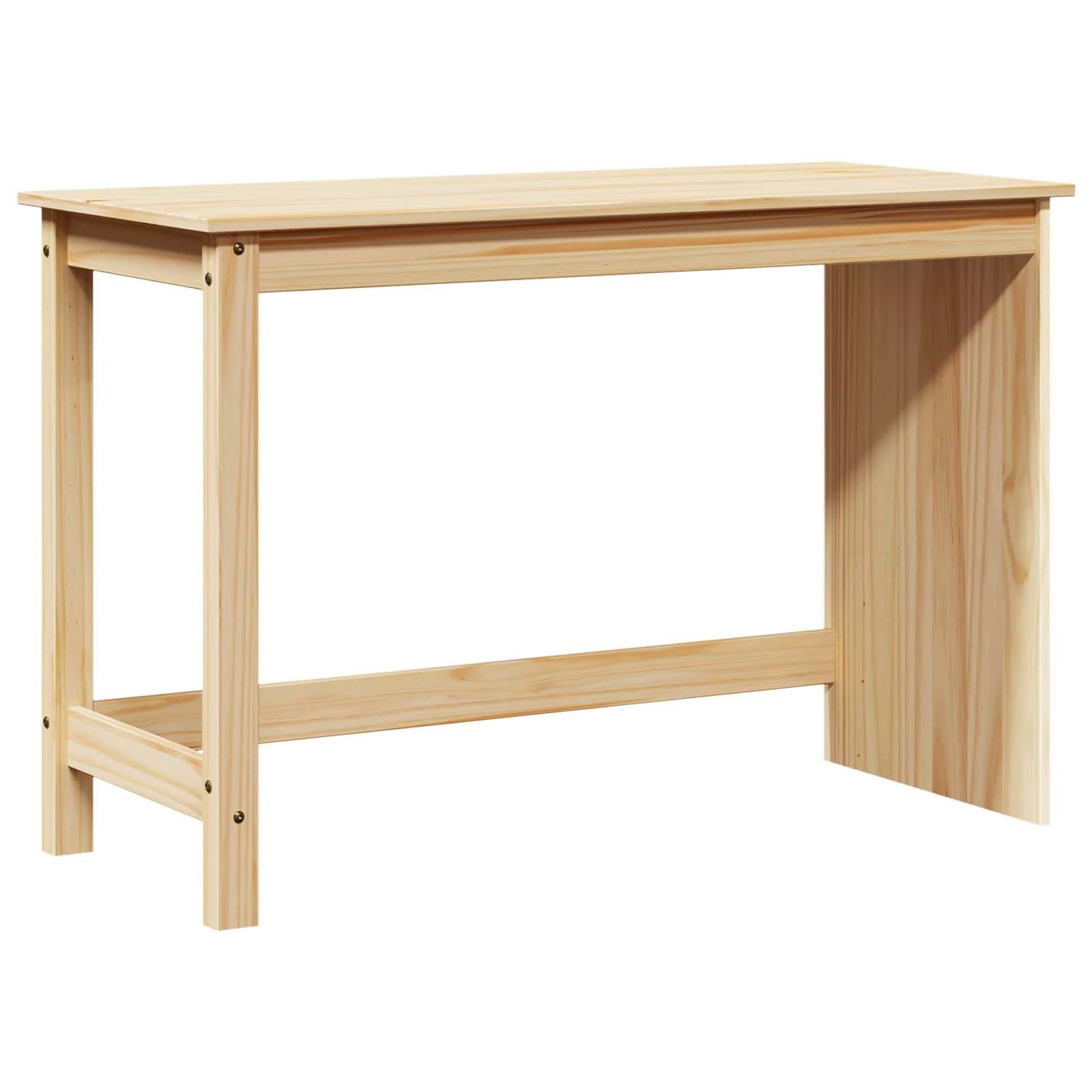 Scrivania marrone in legno massello di pino, 112 x 50 x 75 cm, moderna scrivania da ufficio per casa e studenti, piccolo tavolo da lavoro con superficie opaca, resistente scrivania per