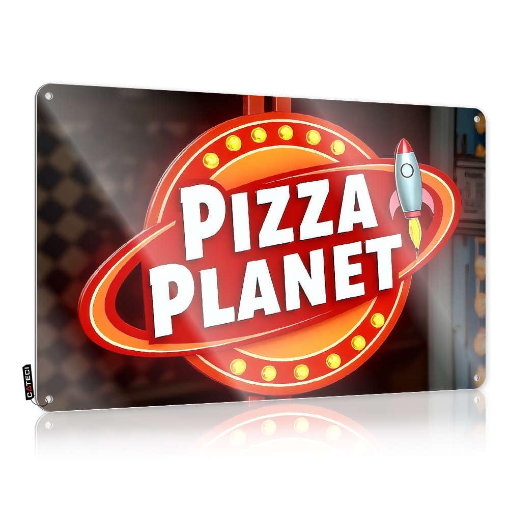 Tinsign Ideas Funny Sign | Pizza Planet Sign With Rocket. Lovely Decorative Wall Art Ready To Hang For Club(20X30CM)