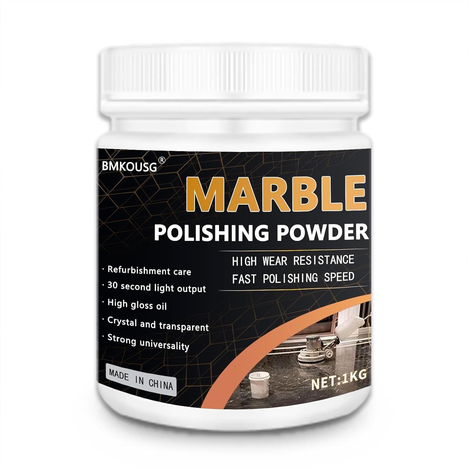 Bmkousg Marble Polishing Powder - Suitable for All Kinds of Stone, Countertops, Floors Polishing - Marble Polishing Treatment for Restoring Shine (2.2 lb) (1Pce)