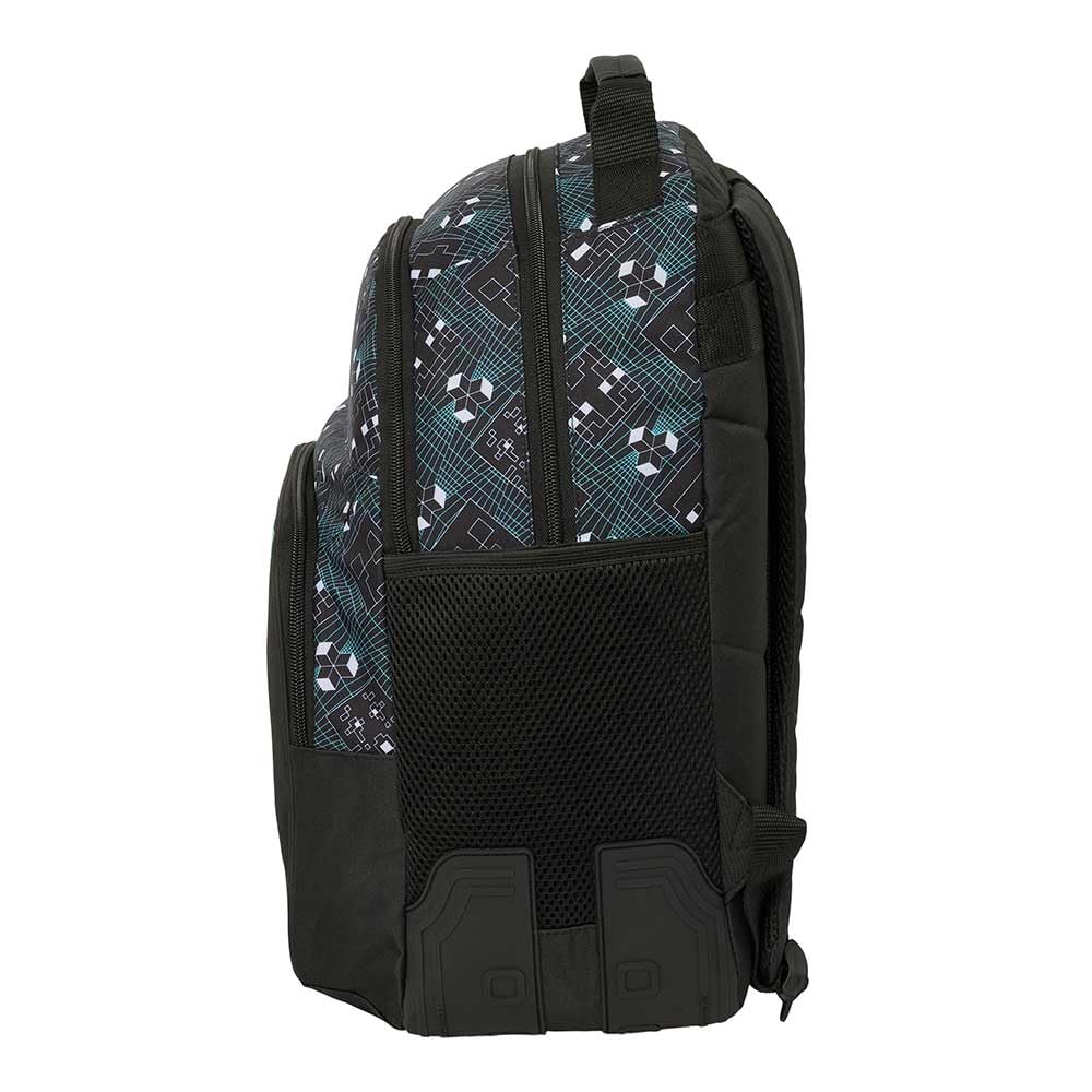 SAFTA | Mochilas Escolares Minecraft Adaptables a Carro, 32x42-44x15-16 cm, Doble Compartimento con Cremallera, Espalda y Hombreras Ergonómicas Acolchadas, Bolsillos Portabotellas, Medidas 32x15x42 cm