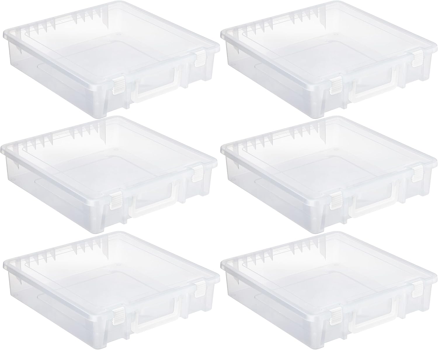 Simply Tidy 12” x 12” Plastic Scrapbook Storage Case - Portable Case for Documents, Papers, Sewing, Crafts - Clear, Bulk 6 Pack