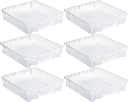 Simply Tidy 12 x 12 Plastic Scrapbook Storage Case - Portable Case for Documents, Papers, Sewing, Crafts - Clear, Bulk 6 Pack