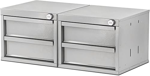 AA Products - Juego de 2 cajones con bloqueo de contraseña diseñado para estanterías AA de 16 pulgadas de profundidad, juego de 2 gabinetes de