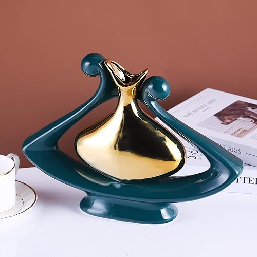 Miniatura 5 de Jarrón de cerámica abstracto, florero moderno, florero blanco y plateado, jarrón moderno para decoración del hogar para centro de mesa de comedor,