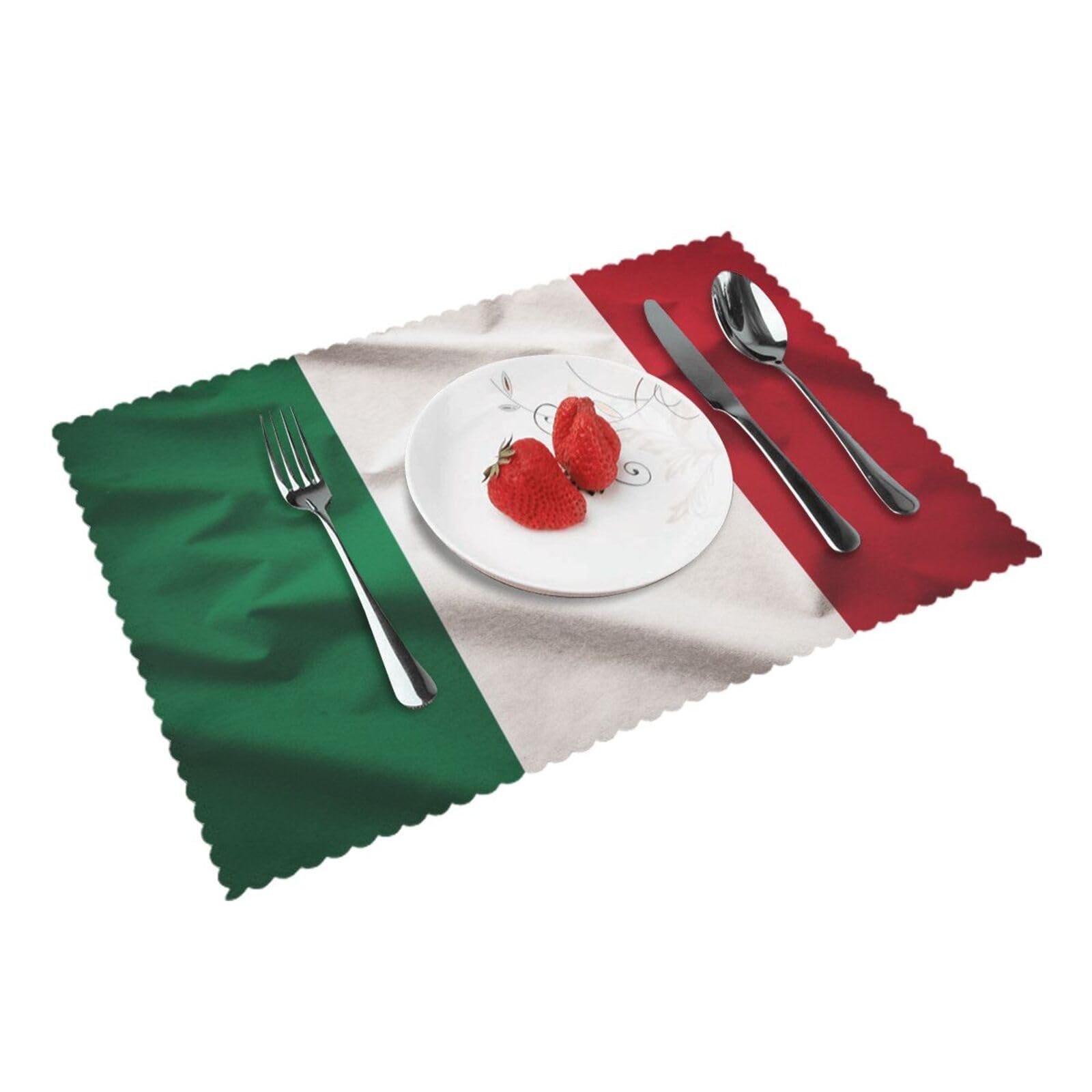 Italy Flag Printed Placemat Heat Resistant Place Mats Set of 4 PCS Washable Kitchen Table Mats, 12x18 Inch