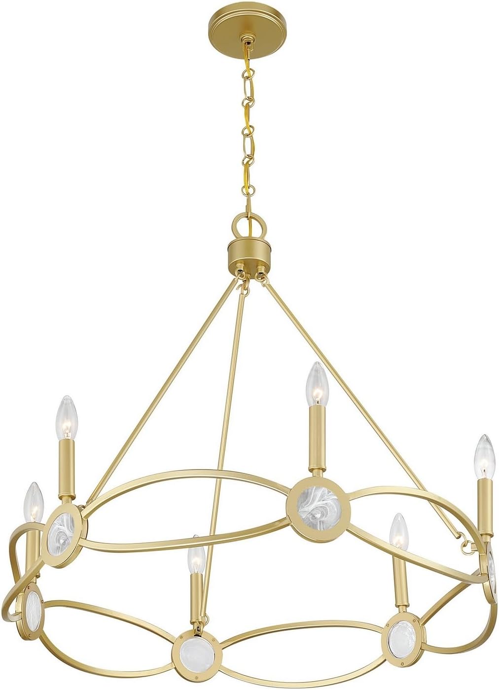 Savoy House 1-4101-6-328 Minette Modern Strie Glass Chandelier, 6-Light 360 Total Watts, 27" H x 28" W, Spun Gold