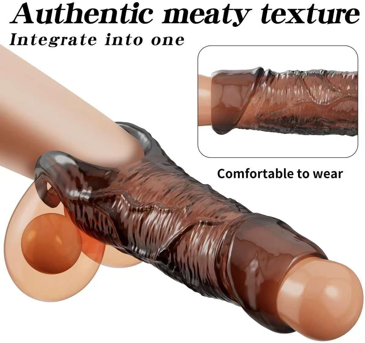 Penis Sleeve Silicone Cock Rings,Opened Penis Sleeve Delay Ejaculation Pennis Extender Stronger Erection Enhancement for Male,Cock Sleeve for Men，Sex Toy for Men