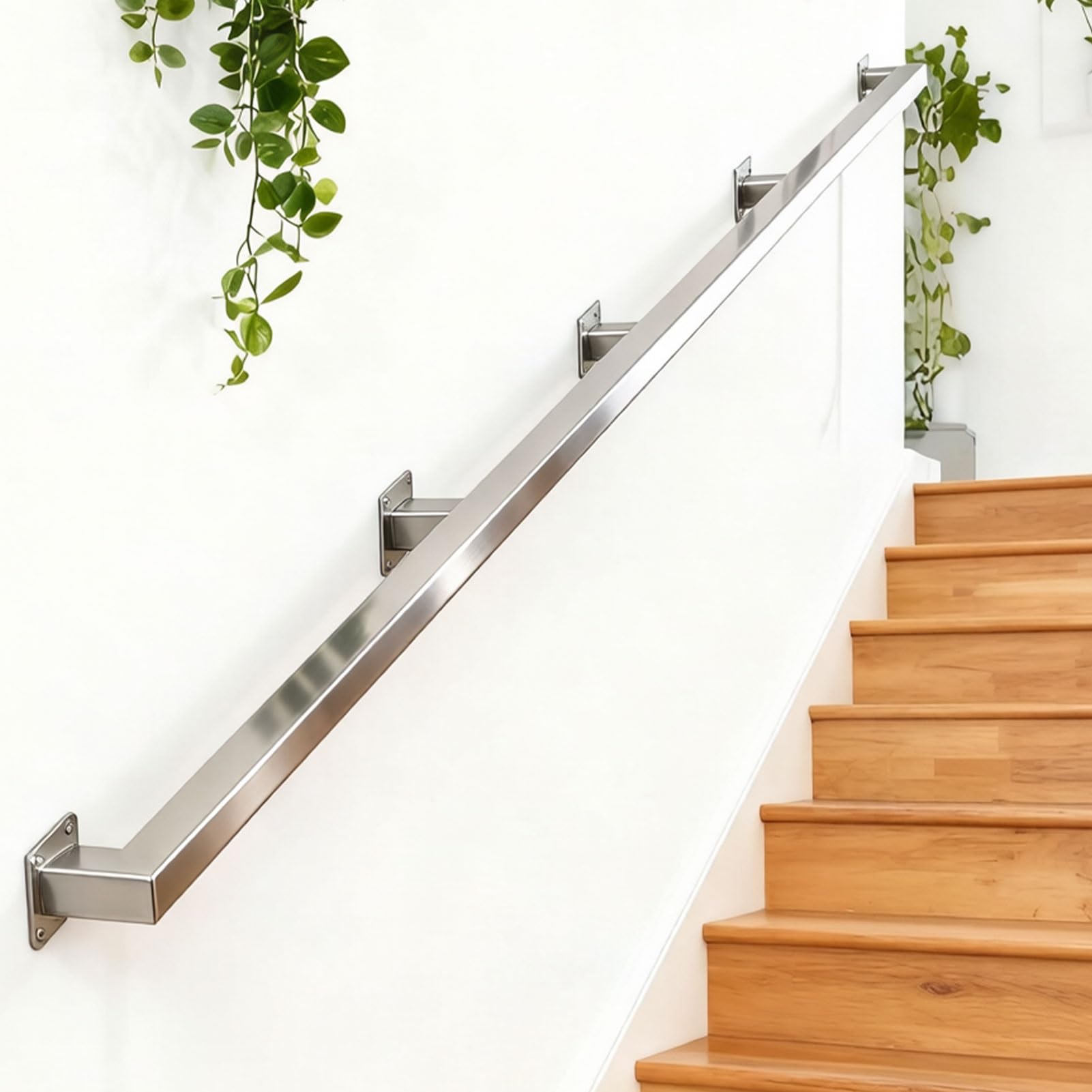 Stair Handrail, Stainless Steel Staircase Hand Rail for Indoor & Outdoor Wall Mount Support, Stairs Railings, Safety Handle, Steps Baluster(16ft/480cm)