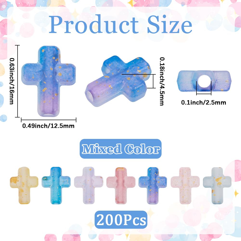 SUNNYCLUE 1 Box 200pcs Acrylic Cross Bead Mini Cross Beads Easter Rosary Small Tiny Gold Enlaced Plastic Crosses Crucifix Spacer Bead Bulk For Jewellery Making Adult Bracelets Necklaces Diy Crafting - Image 2