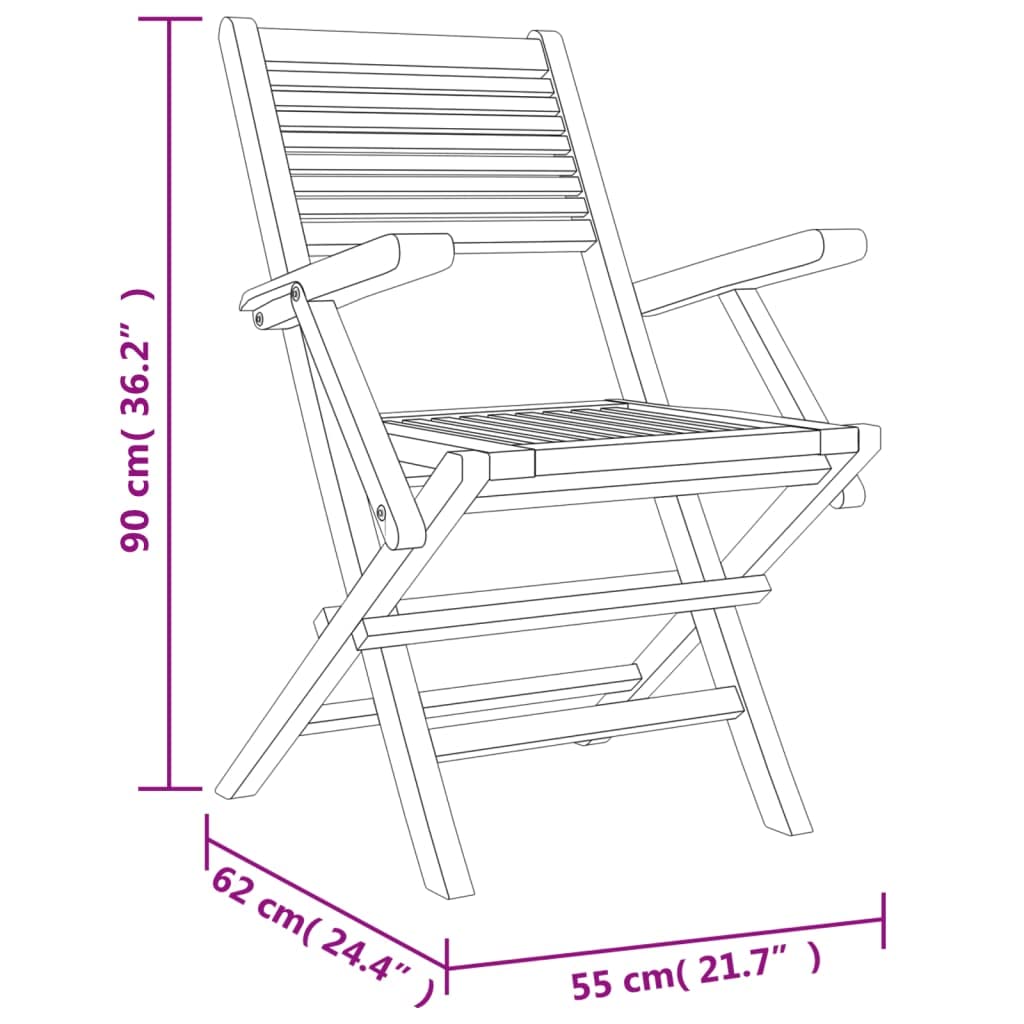 Set di 5 mobili da giardino in legno massello teak con sedie pieghevoli, resistenti alle intemperie, per terrazza, balcone e giardino, salvaspazio, robusto, con foro per ombrellone