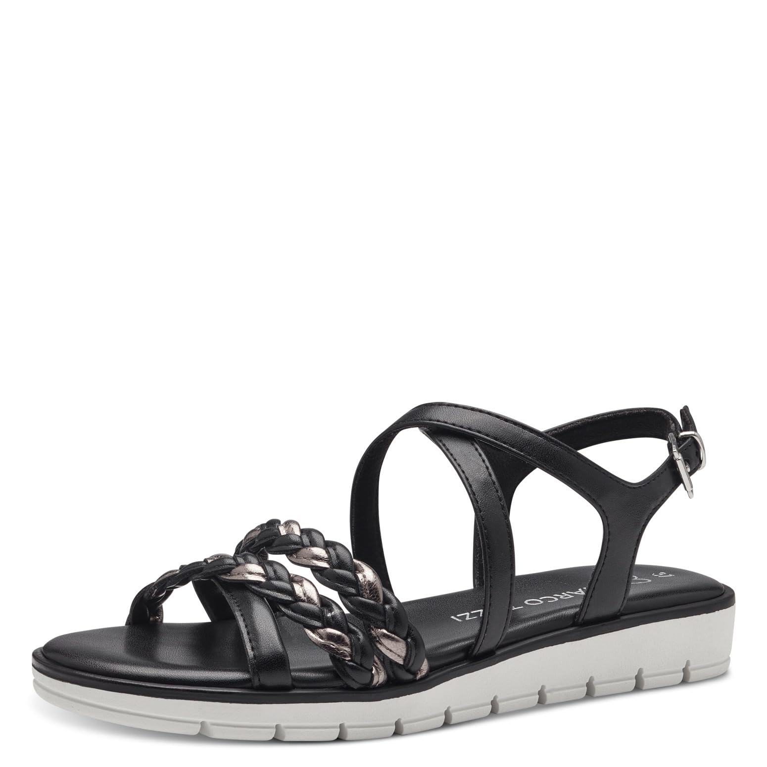 MARCO TOZZI Women's 2-28608-42 Wedge Sandal, Black Comb, 6.5