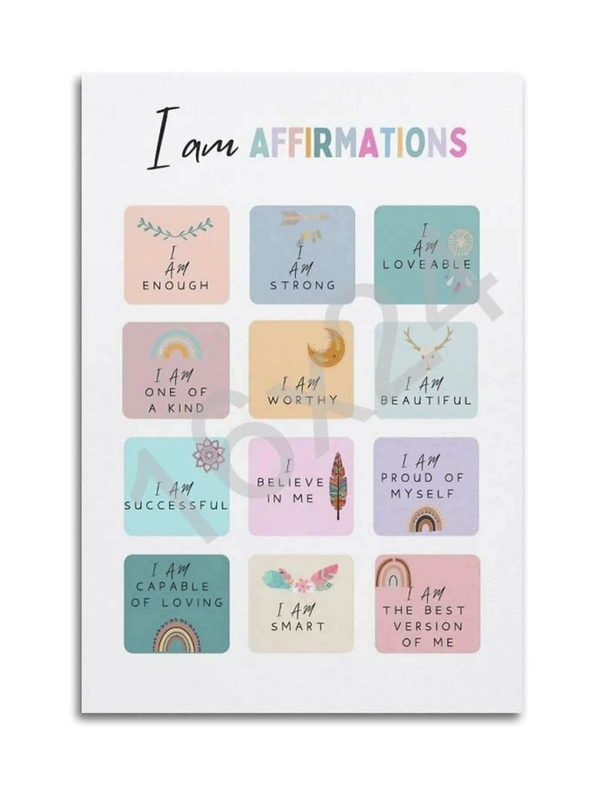 RNUMLIGH Motivational Affirmation Poster - Mental Health Wall Decor for Office, Counseling Room & Home Office Aesthetic