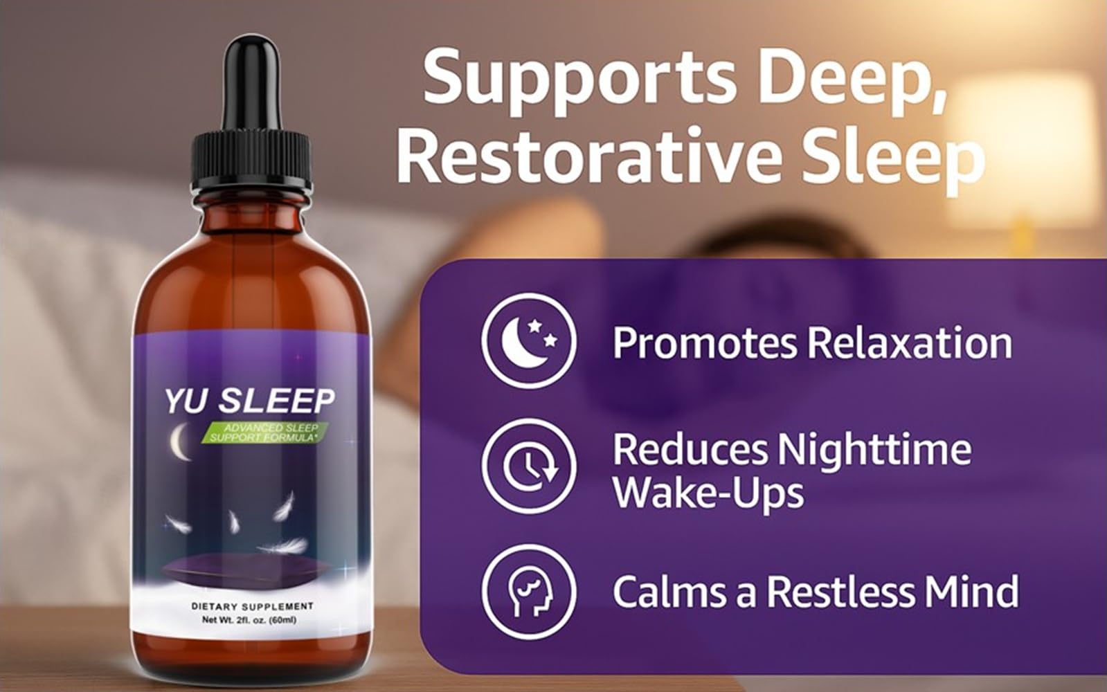 YuSleep – Natural Sleep Drops with Tart Cherry, GABA & 5-HTP – Helps Reduce 3 A.M. Wake-Ups, Calm a Racing Mind & Support Deep, Restorative Sleep – Gentle 0.9 mg Melatonin – 2 oz / 60 ml — Amazon image 6