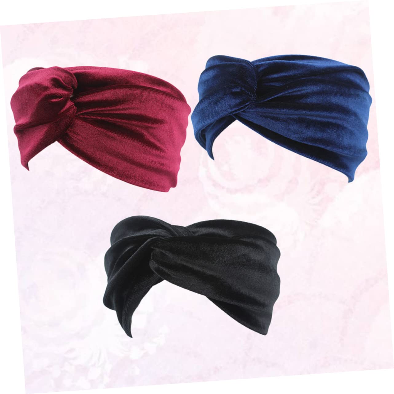 FRCOLOR 9piezas Diademas Elásticas Para Mujer Ajustables Negro Azul y Vino Para Deportes y Uso Diario
