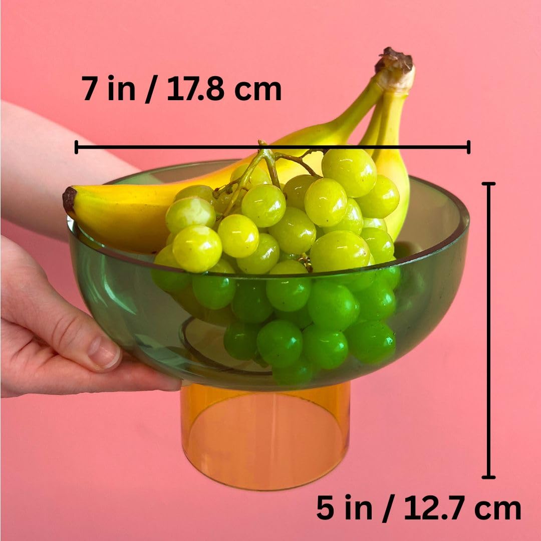 Cloudnola Cuenco decorativo reversible de cristal, verde y amarillo, 7 pulgadas de diámetro x 5 pulgadas, para entretenimiento, cuenco de frutas, cuenco de centro de mesa, regalo ideal para bodas