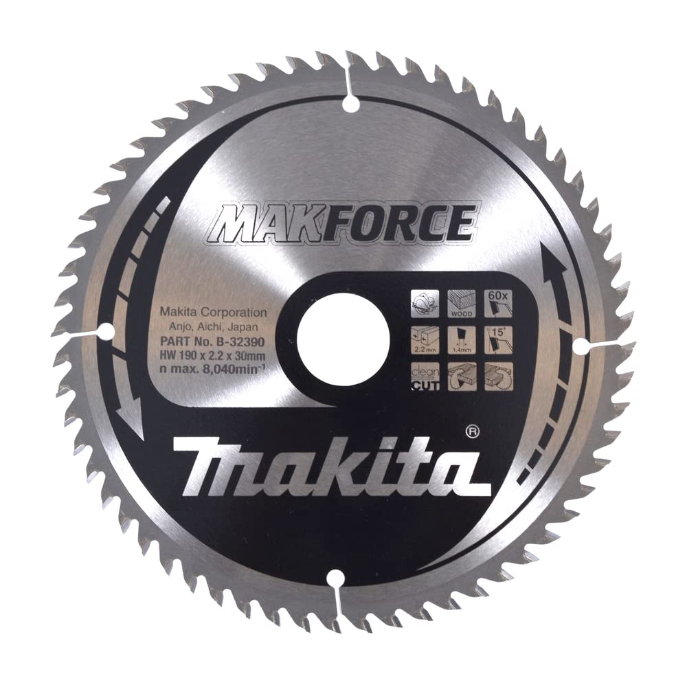 Lama Sega Circolare Makita B-04008 190x2x20 Mm 60 Denti TCT – Per Taglio Legno Con Scarico 5°