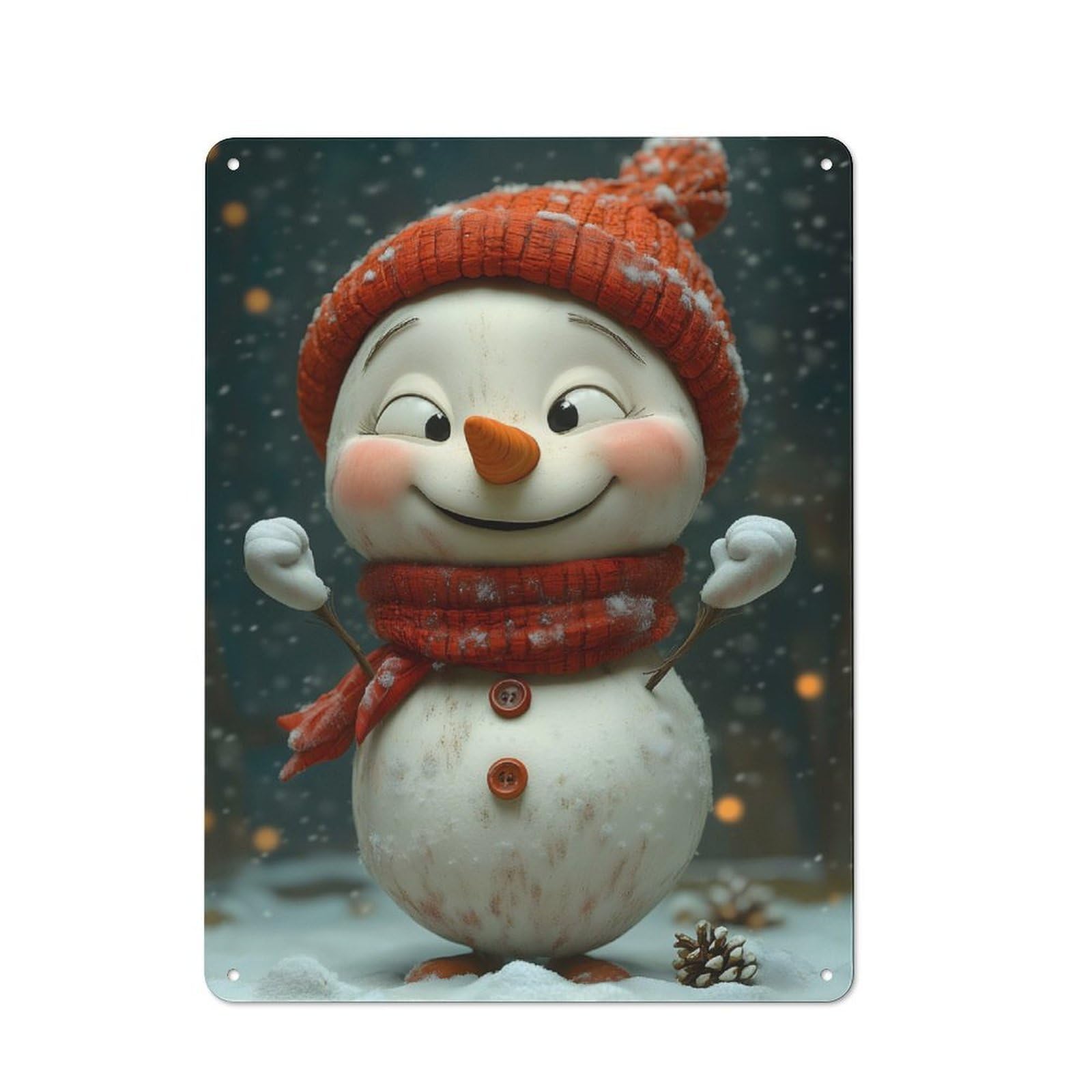 Junmoney Cheerful Snowman Christmas Retro Tin Sign 40X30cm For Lounge Or Reading Corner, For Home Wall Decor Collectors
