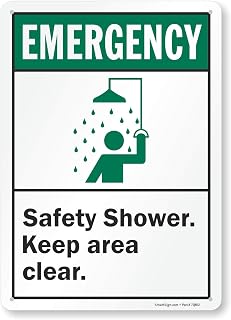 SmartSign "Emergency - Safety Shower Keep Area Clear" Sign | 10" x 14" Aluminum