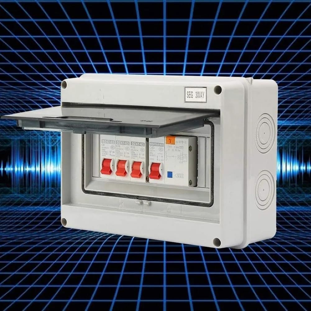 Coffret Electrique Etanche Exterieur, Tableau élec Boîte à fusibles en plastique blanc, 3 voies, hangar de Garage, camping-car, caravane, unité consommation, avec RCD et X MCB