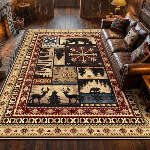 LOKHOM Rustic Cabin Area Rug 8x10, Machine...