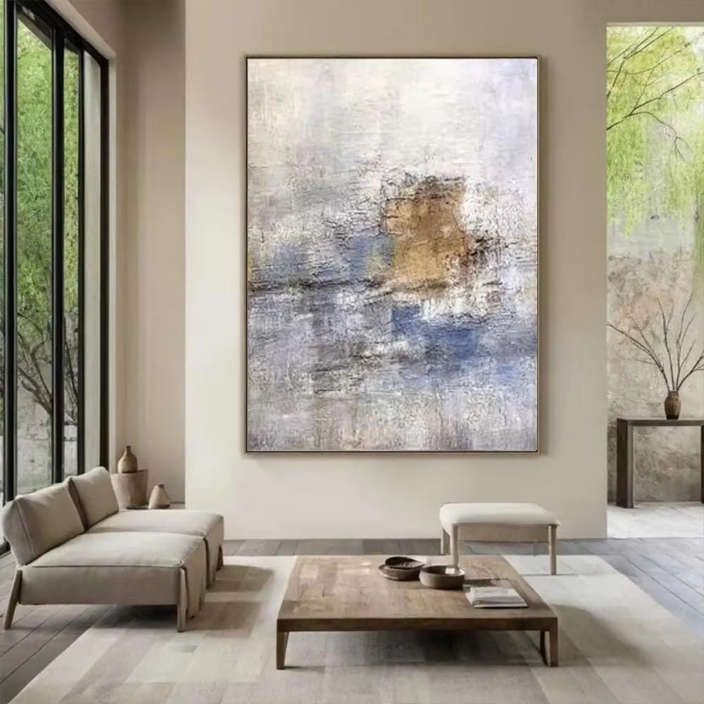 AEFOUU Wall Art Canvas Picture Print Abstract Blue Large Painting Mural Abstract Minimalist Painting Living Room Decoration(80x140cm/32x55in/Internal Frame)