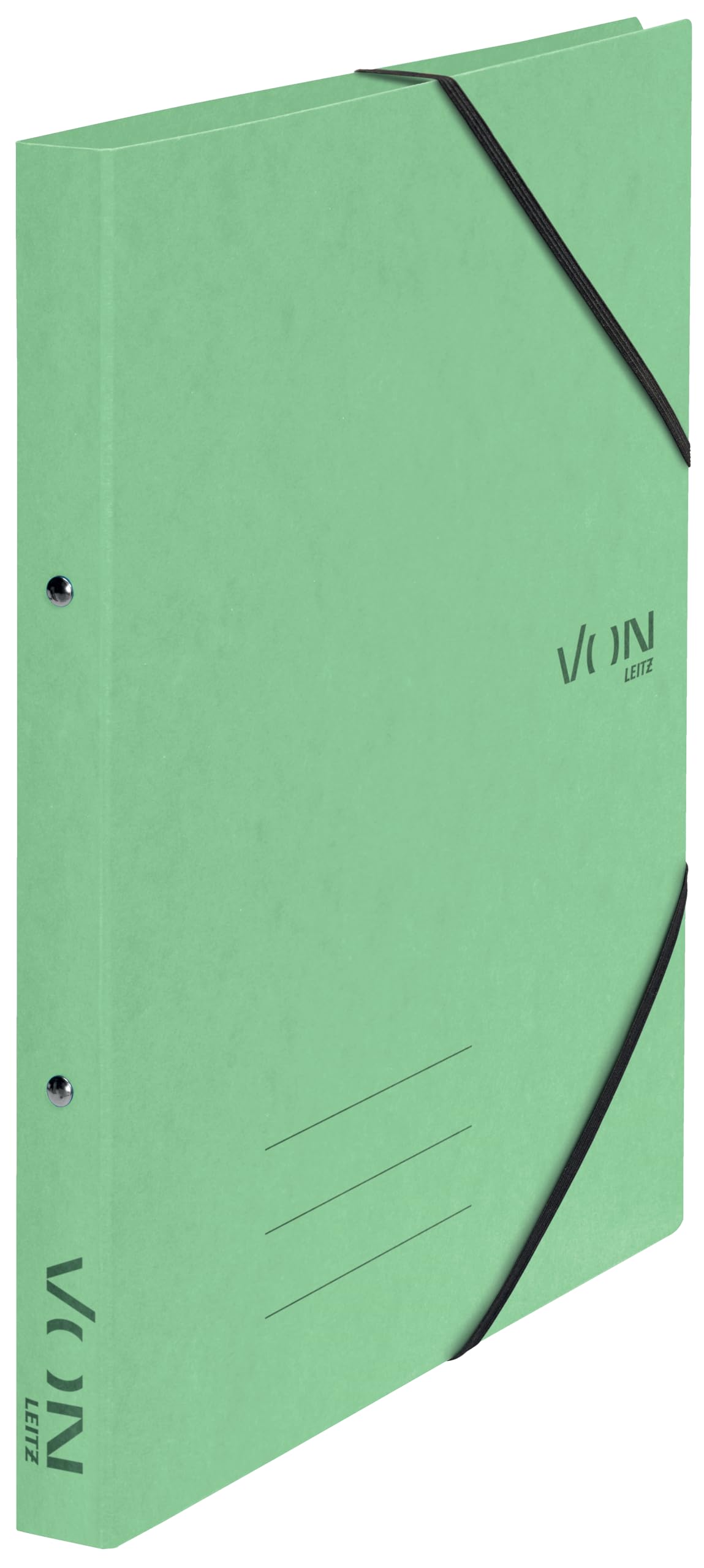 VON Leitz Ringbuch A4, Karton, Mit 2 Ringen und Gummibandverschluss, 25 mm Rückenbreite, Für 140 Blatt, Ringmechanik, Für Schule, Studium & Zuhause, 5 Stück, Mintgrün, 30120050