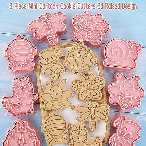 WishesMar Cartoon Insect Shape Cookie Cutters Set 8 Pieces 3D Biscuit Cutter Kit - Image 4