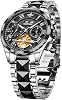 OUPINKE Watches for Men Automatic Skeleton Watch Mechanical Wrist Watches Luxury Stainess Steel Waterproof Luminous