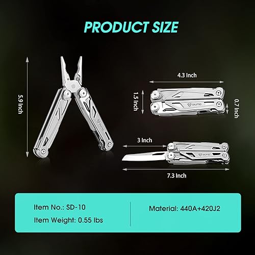 Miniatura 2 de Cuchillo de bolsillo multiherramienta para hombre, herramienta táctica con tijeras, sierra, alicates plegables de supervivencia con funda de nailon