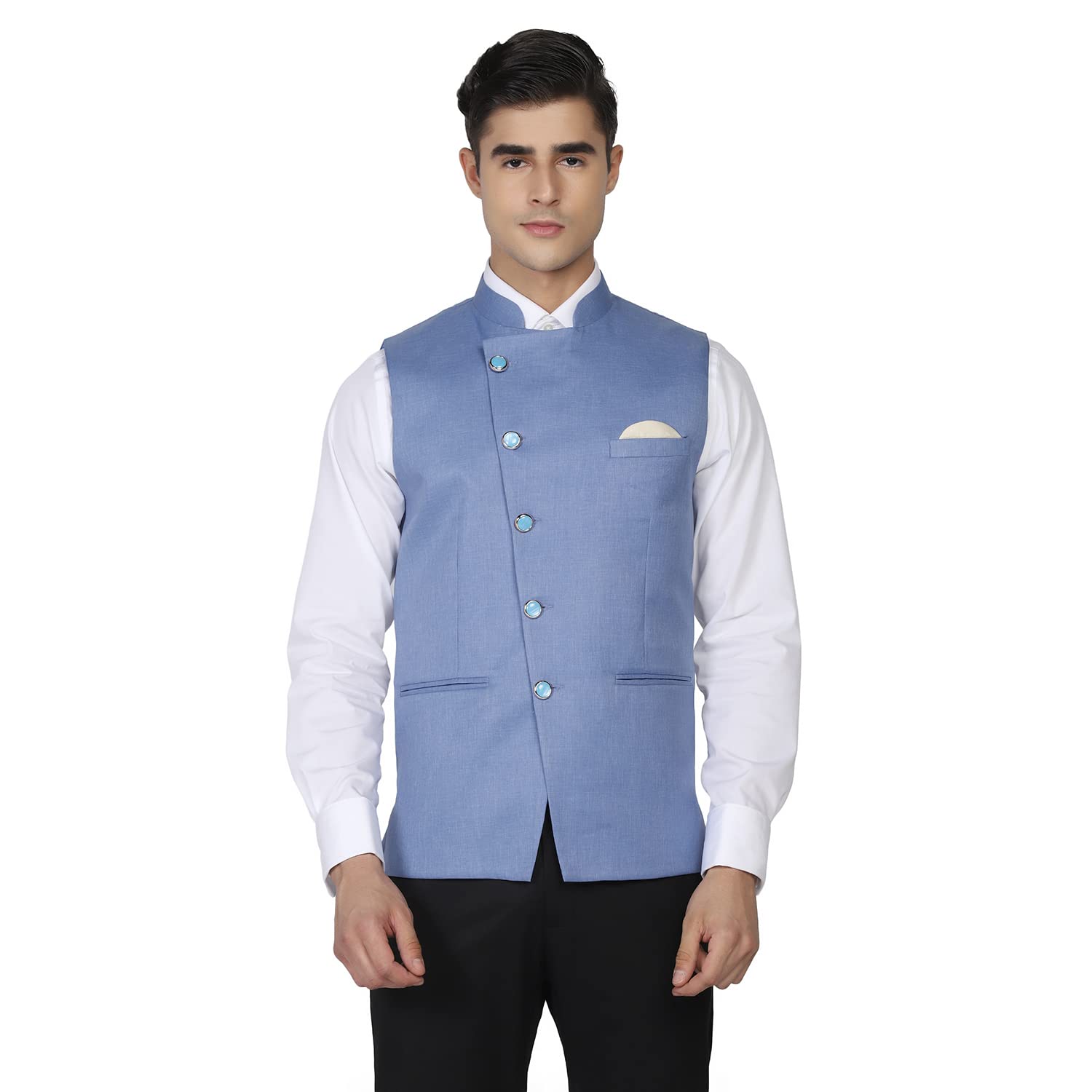 tahvo Men's Regular Fit Sleeveless Printed Nehru Jacket-picture-13