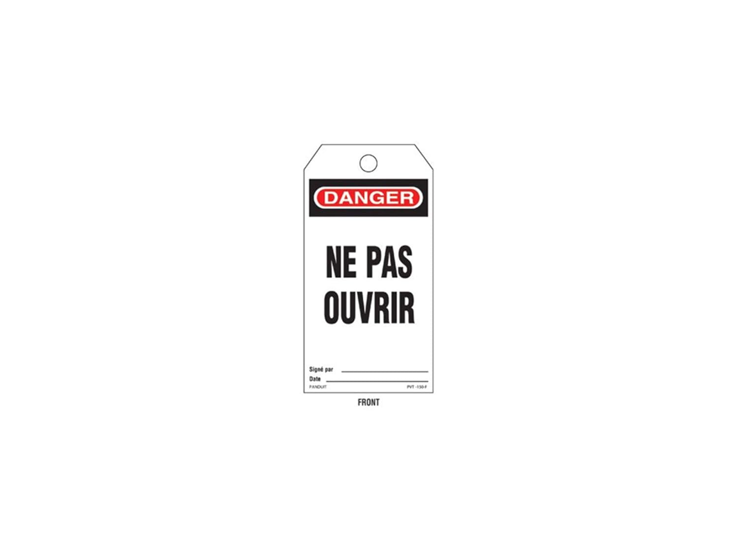 Panduit PVT-150-F Write-On Safety Tag, 3.00" W x 5.75" H, Danger Header with "Do Not Open Valve.." (5-Pack)