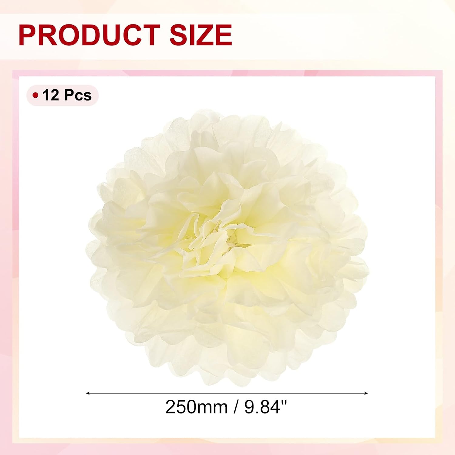 12 Pcs 9.84 x 9.84 Inch Paper Pom Poms Flower Ball Kit Party Beige HEVERCH 481